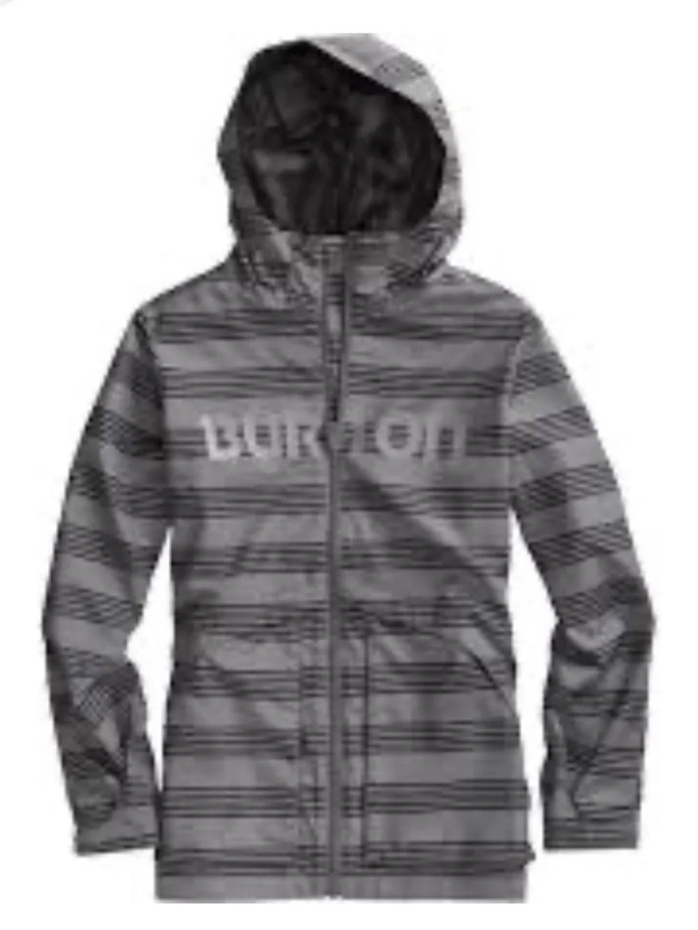 Burton Kids' Dover Gray & Black Striped Hooded Raincoat - NWOT